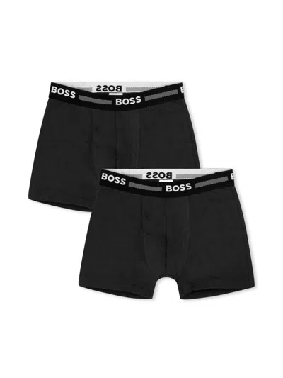 Bosswear Kids' Logo-waistband Boxers Set In Black