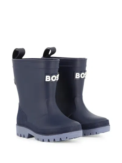 Bosswear Babies' Logo-appliqué Rain Boots In Blue
