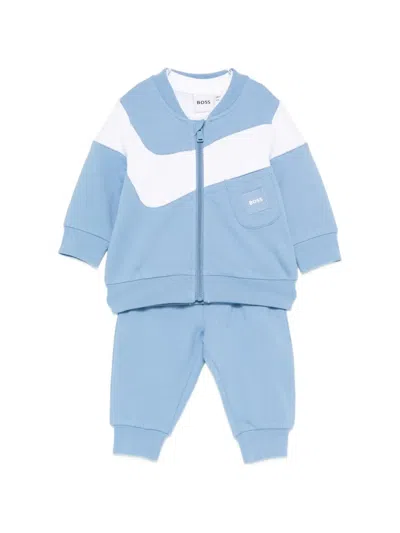 Bosswear Babies' Logo-detail Colour-block Tracksuit Set In Blue