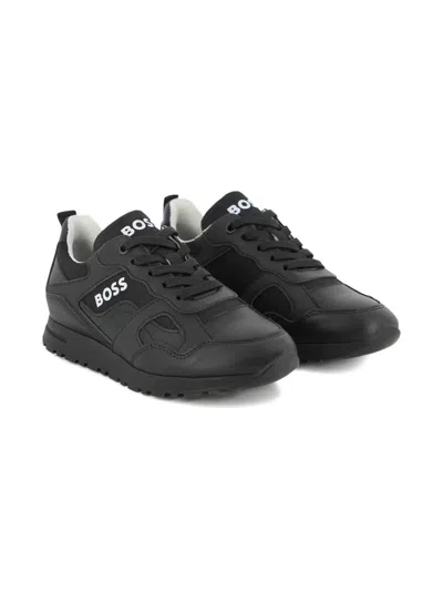 Bosswear Kids' Logo-detail Sneakers In Black