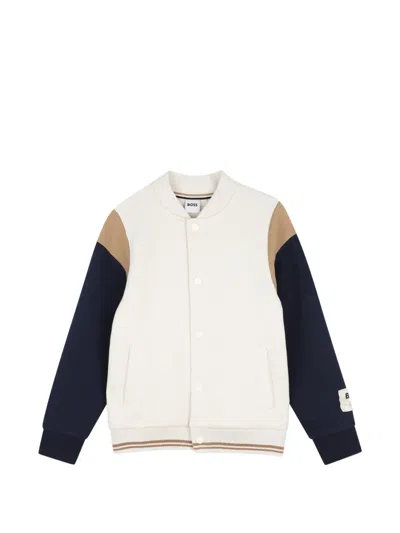 Bosswear Kids' Logo-embroidered Colour-block Cardigan In Multi