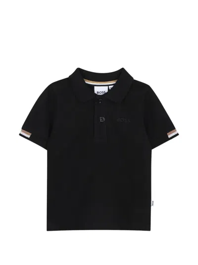 Bosswear Babies' Logo-embroidered Piqué Polo Shirt In Black