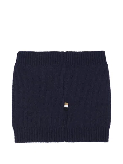 Bosswear Babies' Logo-embroidered Ribbed Snood In Blue