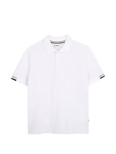Bosswear Kids' Logo-embroidered Short-sleeve Polo Shirt In White