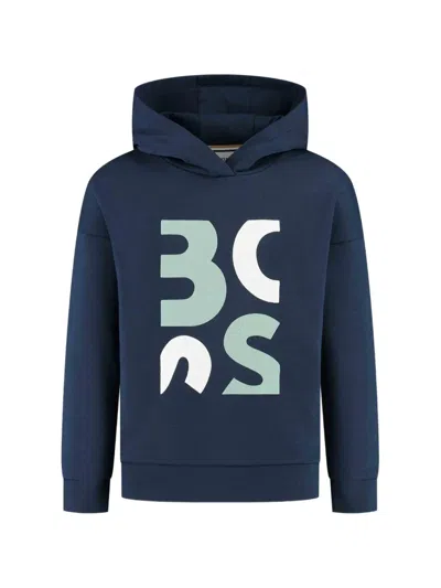 Bosswear Kids' Logo-graphic Hoodie In Blue