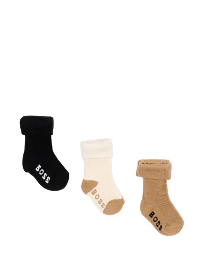 Bosswear Babies' Logo-knit Ribbed Socks (set Of Three) In Multi