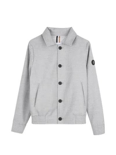 Bosswear Kids' Logo-patch Button-up Jacket In Gray