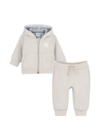 Bosswear Babies' Logo-patch Hoodie Trousers Set In Gray