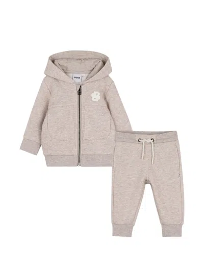 Bosswear Kids' Logo-patch Hoodie Trousers Set In Neutral