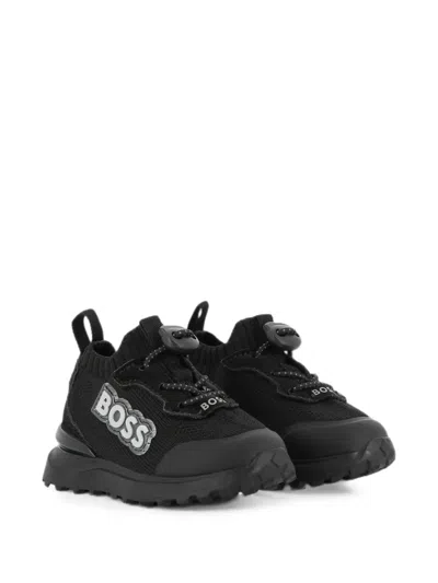 Bosswear Babies' Logo-patch Panelled Sneakers In Black