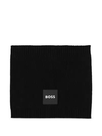 Bosswear Kids' Logo-patch Ribbed Snood In Black
