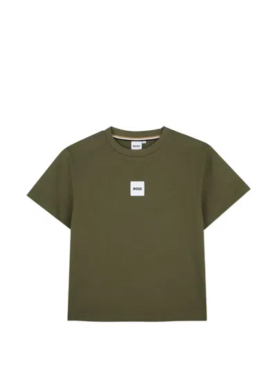Bosswear Kids' Logo-patch Short-sleeve T-shirt In Green