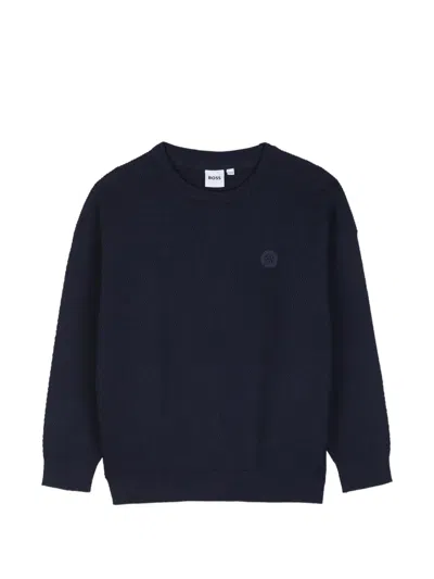 Bosswear Kids' Logo-patch Sweater In Blue