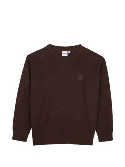 Bosswear Kids' Logo-patch Sweater In Brown