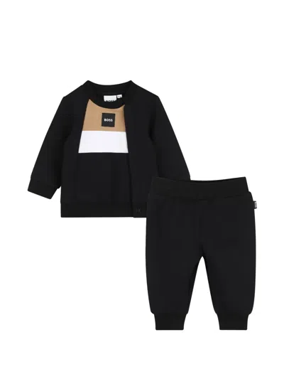 Bosswear Babies' Logo-patch Tracksuit Set In Black