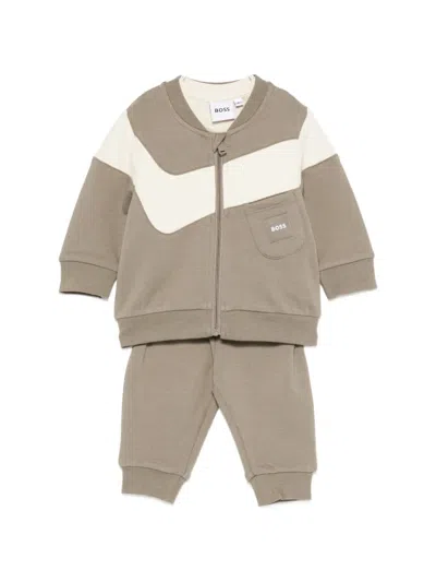 Bosswear Babies' Logo-patch Tracksuit Set In Neutral