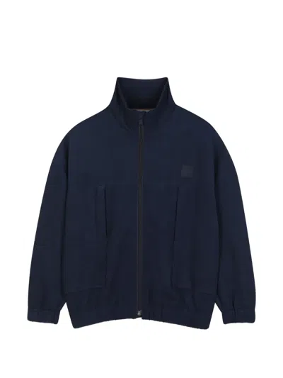 Bosswear Kids' Logo-patch Zip-up Cardigan In Blue