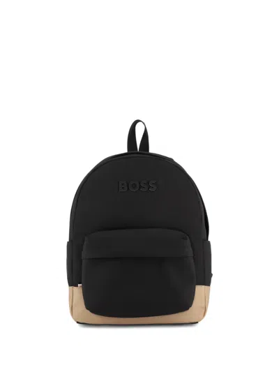 Bosswear Kids' Logo-plaque Backpack In Black