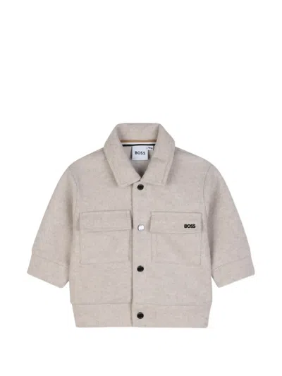 Bosswear Babies' Logo-plaque Bomber Jacket In Neutrals