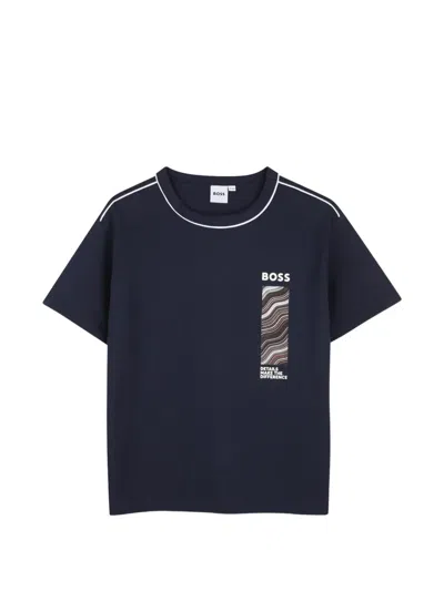 Bosswear Kids' Logo-print Cotton T-shirt In Blue