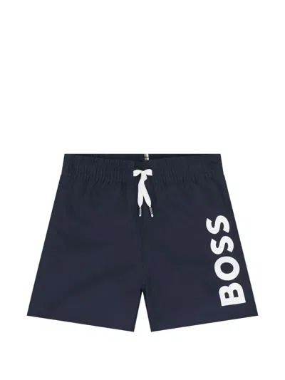 Bosswear Babies' Logo-print Drawstring Shorts In Blue