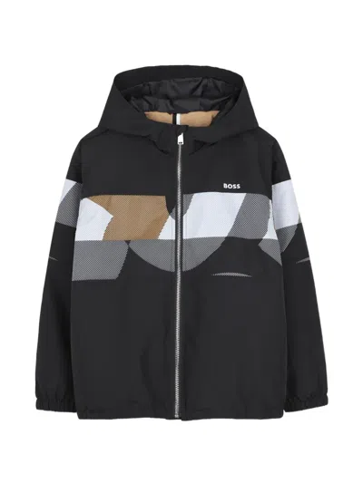 Bosswear Kids' Logo-print Hooded Jacket In Black