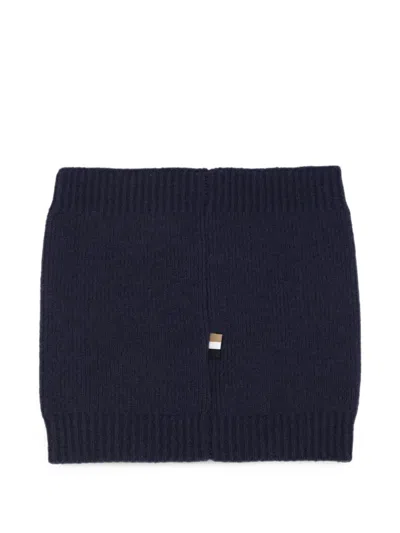 Bosswear Kids' Logo-print Knitted Scarf In Blue