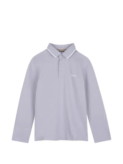 Bosswear Kids' Logo-print Long-sleeve Polo Shirt In Purple