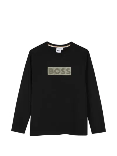 Bosswear Kids' Logo-print Long-sleeve T-shirt In Black