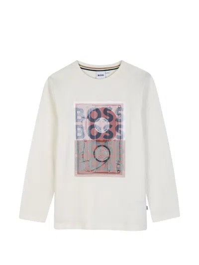 Bosswear Kids' Langarmshirt Mit Logo-print In White