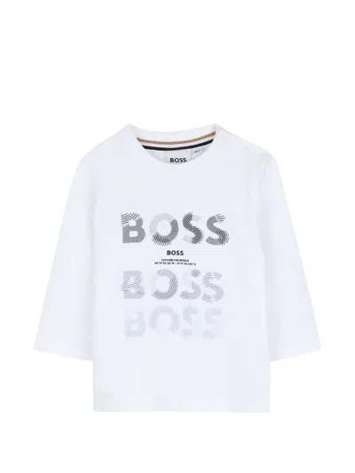 Bosswear Babies' Logo-print Long-sleeve T-shirt In White