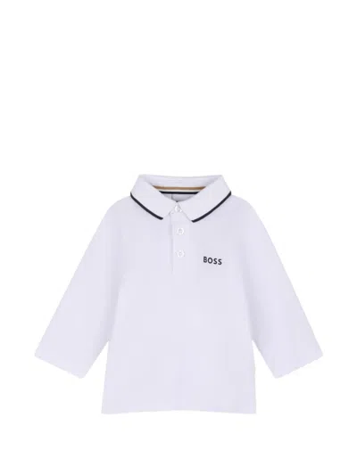Bosswear Babies' Logo-print Long-sleeved Polo Shirt In White