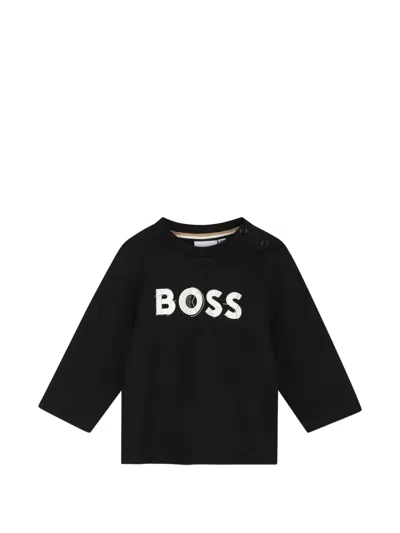 Bosswear Babies' Logo-print Long-sleeved T-shirt In Black
