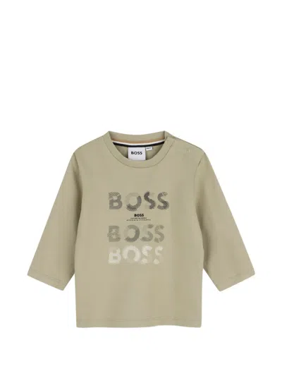Bosswear Babies' Logo-print Long-sleeved T-shirt In White
