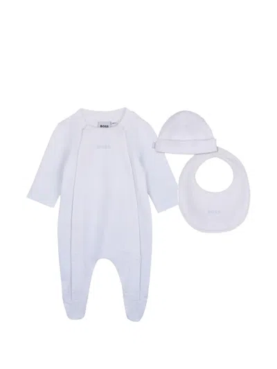 Bosswear Babies' Logo-print Pajamas, Hat And Bib Set In White
