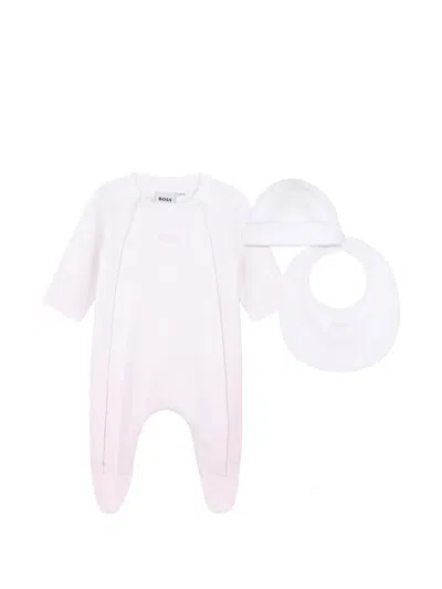 Bosswear Babies' Logo-print Pajamas, Hat And Bib Set In Brown
