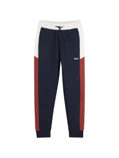 Bosswear Kids' Logo-print Panelled Track Pants In Blue
