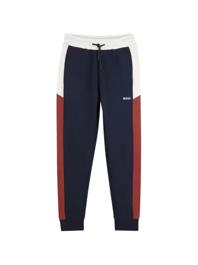 Bosswear Kids' Logo-print Panelled Track Pants In Blue