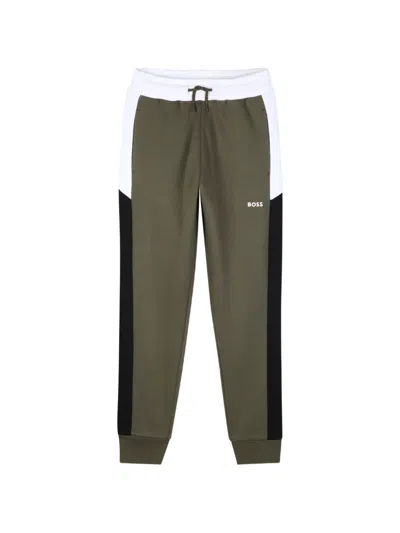 Bosswear Kids' Logo-print Panelled Track Pants In Brown