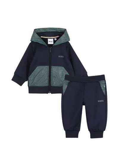 Bosswear Kids' Logo-print Panelled Tracksuit In Blue