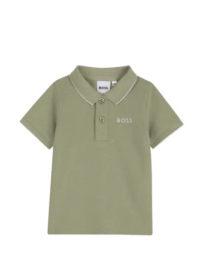 Bosswear Babies' Logo-print Piqué Polo Shirt In Green
