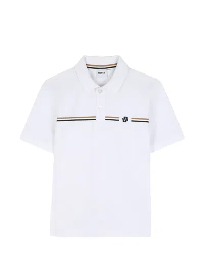 Bosswear Kids' Logo-print Polo Shirt In White