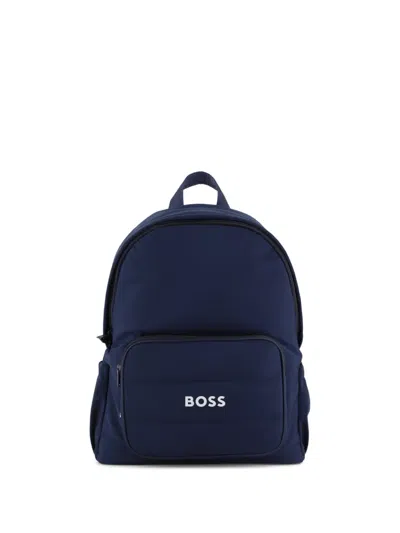 Bosswear Kids' Logo-print Quilted-detail Backpack In Blue