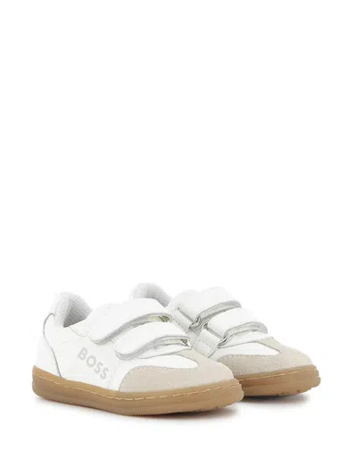 Bosswear Babies' Logo-print Touch-strap Sneakers In White