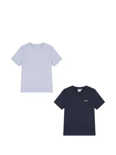 Bosswear Kids' Logo-print T-shirt (set Of Two) In Blue