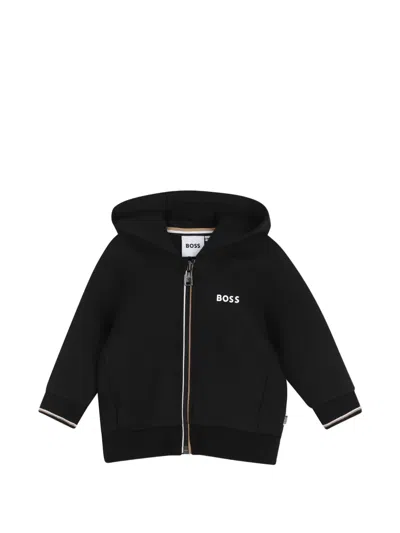 Bosswear Babies' Logo-print Zip-up Hoodie In Black