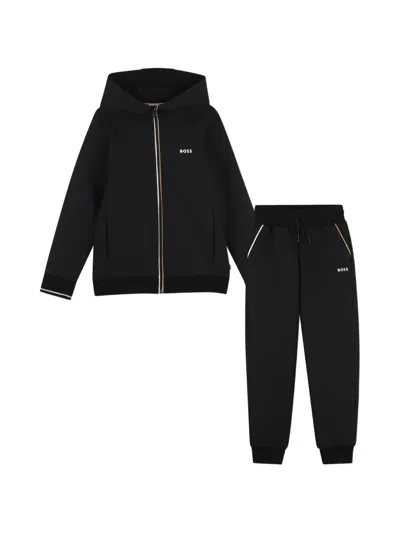 Bosswear Kids' Logo-print Zip-up Tracksuit In Black