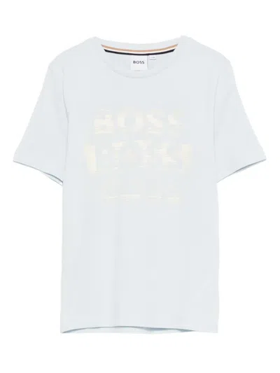 Bosswear Kids' Logo-rubberised T-shirt In Blue