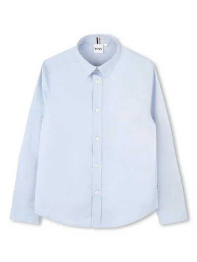 Bosswear Kids' Long-sleeve Cotton Shirt In 蓝色