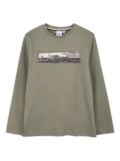 Bosswear Kids' Long-sleeve Graphic T-shirt In Green
